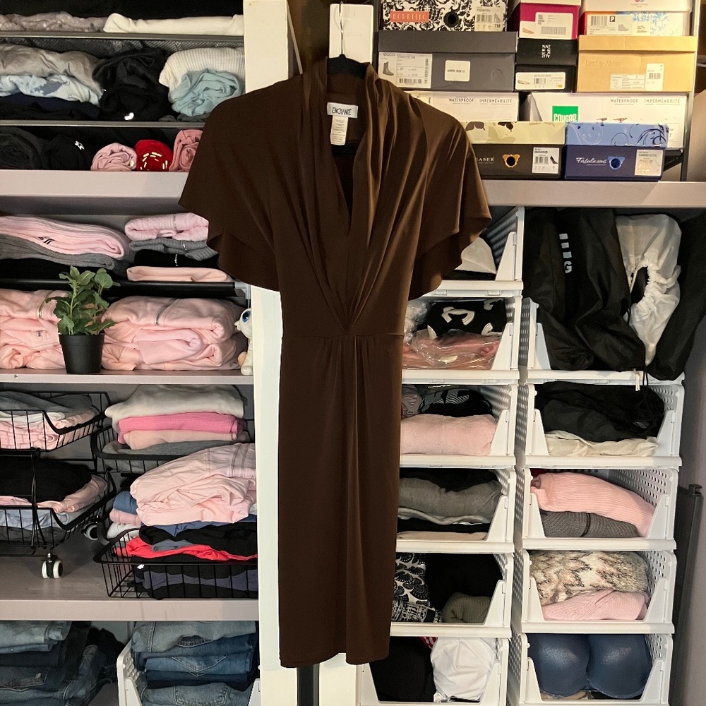 Enchanté Mahogany Faux Wrap Dress